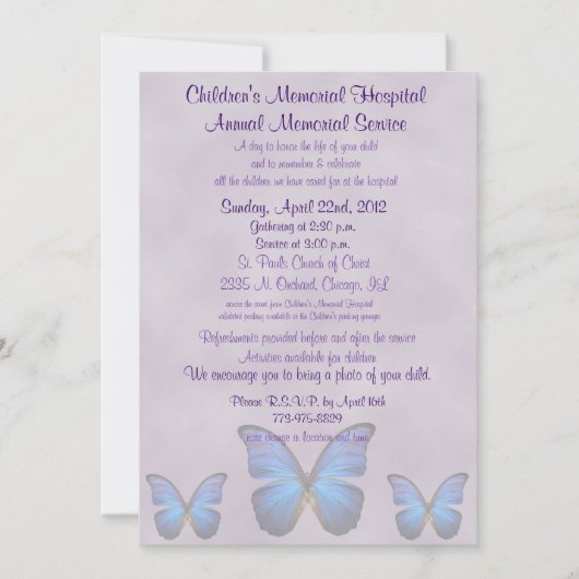 Invitation du Children's Memorial Hospital (Devant)