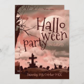 Invitation du cimetière d'Halloween Pink Sky (Devant / Derrière)