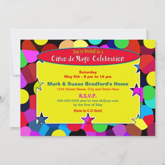 Invitation du Cinco de Mayo - Festif, Coloré (Dos)