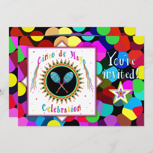 Invitation du Cinco de Mayo - Festif, Coloré (Devant / Derrière)