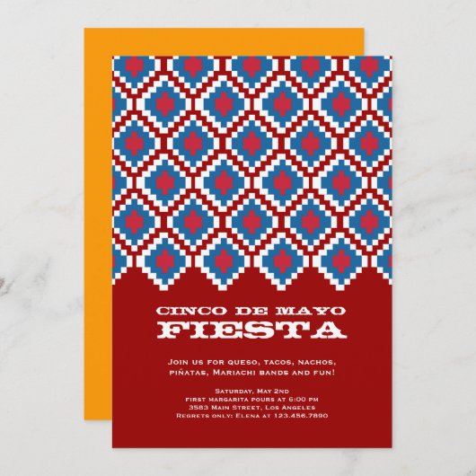 Invitation du Cinco de Mayo Fiesta Party (Devant / Derrière)