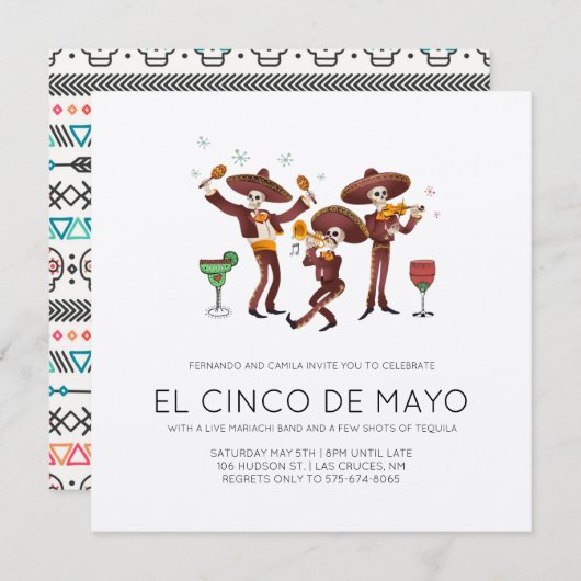 Invitation du Cinco de Mayo Party (Devant / Derrière)
