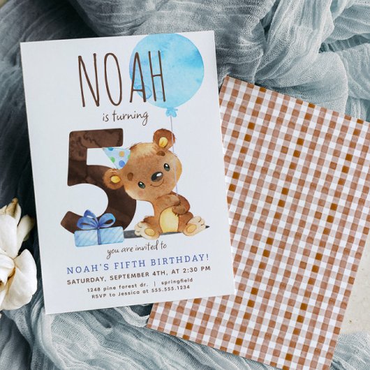 Invitation du cinquième anniversaire de l'ours
