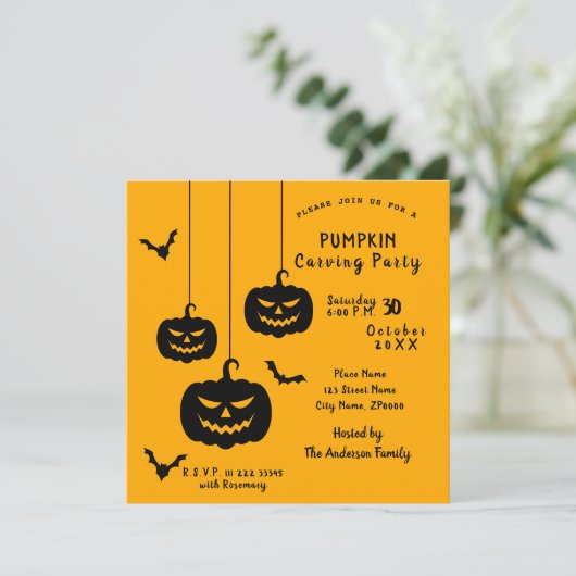 Invitation du citrouille Carving Party (Debout devant)
