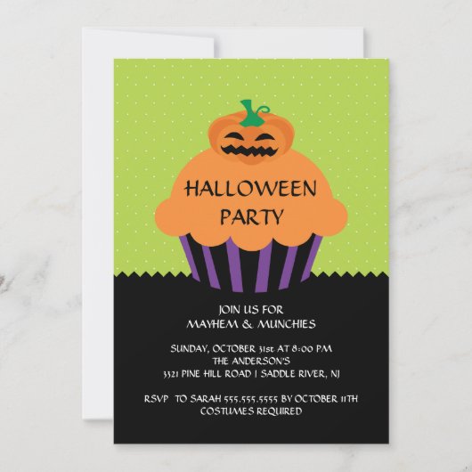 Invitation du Citrouille Cupcake Halloween Party (Devant)