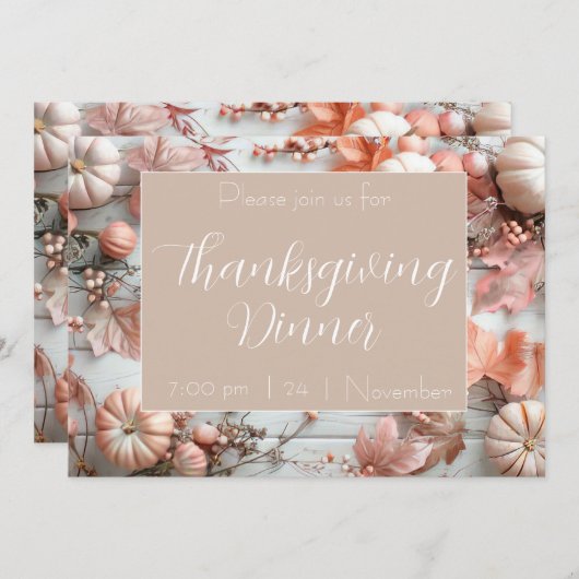 Invitation du Citrouille du dîner de Thanksgiving (Devant / Derrière)