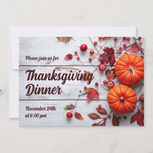 Invitation du Citrouille du dîner de Thanksgiving (Devant)