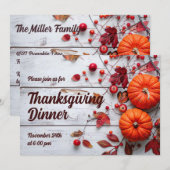 Invitation du Citrouille du dîner de Thanksgiving (Devant / Derrière)