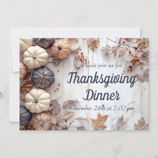 Invitation du Citrouille du dîner de Thanksgiving (Devant)