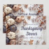 Invitation du Citrouille du dîner de Thanksgiving (Devant / Derrière)