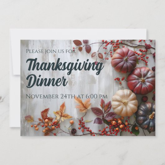 Invitation du Citrouille du dîner de Thanksgiving (Devant)