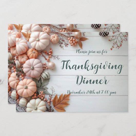Invitation du Citrouille du dîner de Thanksgiving (Devant / Derrière)