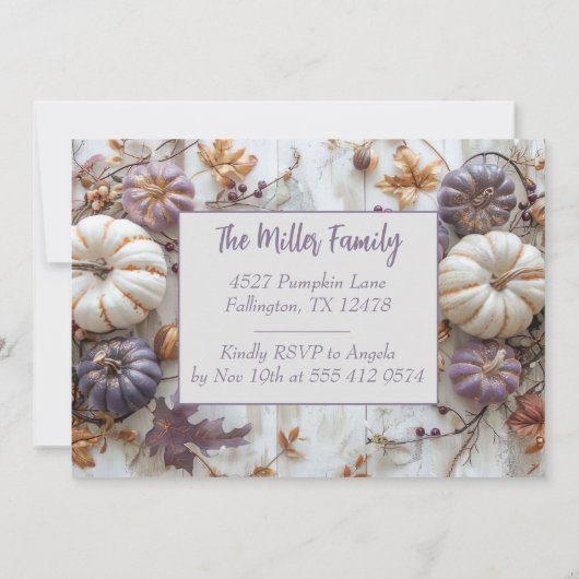 Invitation du Citrouille du dîner de Thanksgiving (Dos)