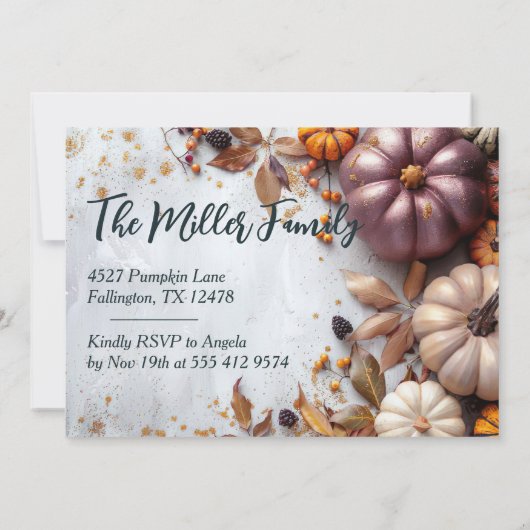 Invitation du Citrouille du dîner de Thanksgiving (Dos)