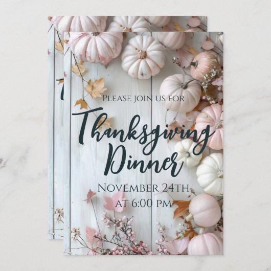 Invitation du Citrouille du dîner de Thanksgiving (Devant / Derrière)