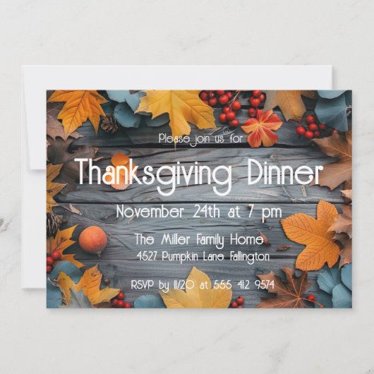 Invitation du Citrouille du dîner de Thanksgiving (Devant)