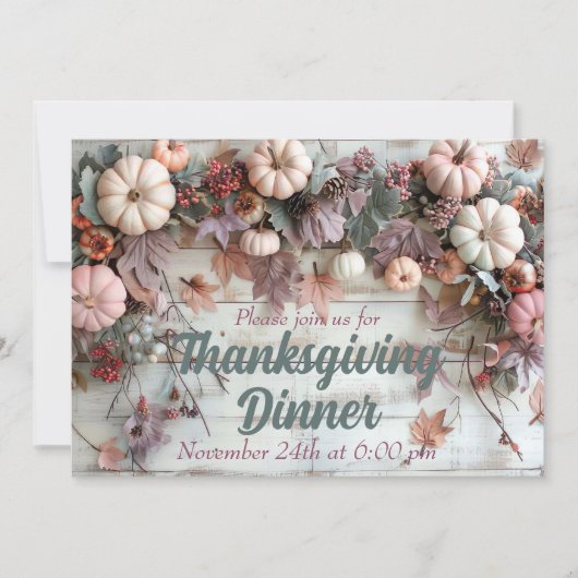 Invitation du Citrouille du dîner de Thanksgiving (Devant)