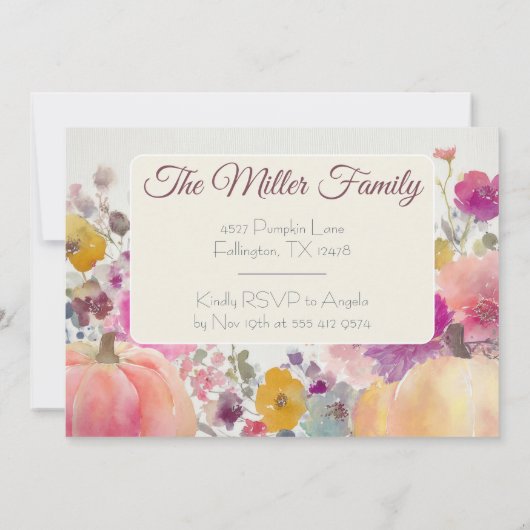 Invitation du Citrouille du dîner Thanksgiving sur (Dos)