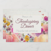 Invitation du Citrouille du dîner Thanksgiving sur (Devant / Derrière)
