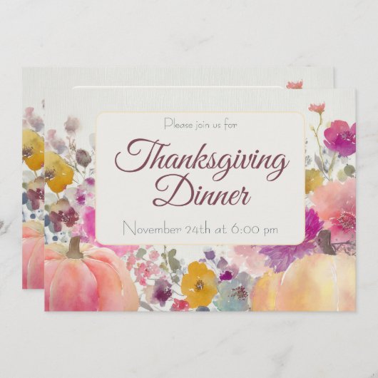 Invitation du Citrouille du dîner Thanksgiving sur (Devant / Derrière)