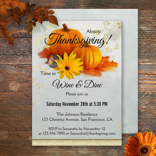 Invitation du citrouille Gold Thanksgiving Diner P