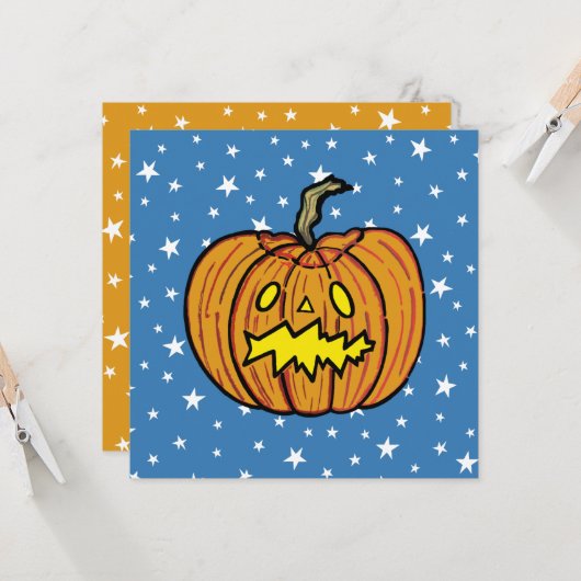 Invitation du Citrouille Halloween (Devant/Arrière en situation)