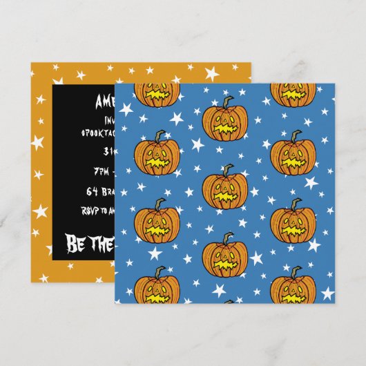 Invitation du Citrouille Halloween (Devant / Derrière)