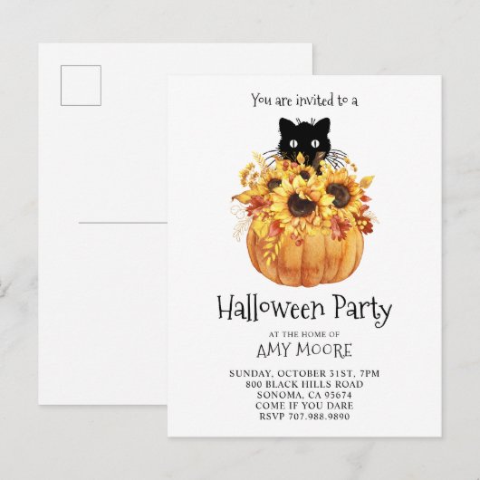 Invitation du citrouille Halloween (Devant / Derrière)