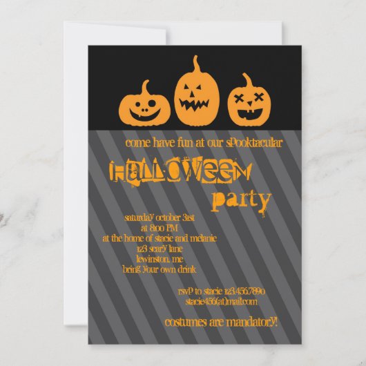 Invitation du Citrouille Halloween Party (Devant)