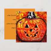Invitation du Citrouille Jack-o'-lantern Halloween (Devant / Derrière)