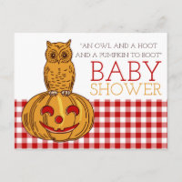 Invitation du citrouille Owl & En vichy Baby showe