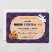 Invitation du Citrouille rétro Halloween Kids Part (Devant)