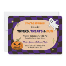 Invitation du Citrouille rétro Halloween Kids Part