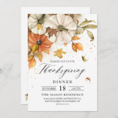 Invitation du Citrouille Rustic Thanksgiving Dîner (Devant / Derrière)