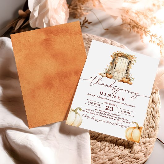 Invitation du Citrouille Rustic Thanksgiving Dîner