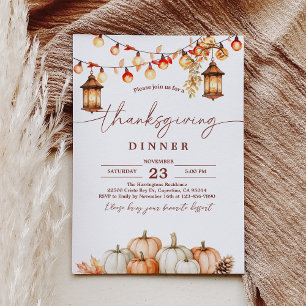 Invitation du Citrouille Rustic Thanksgiving Dîner
