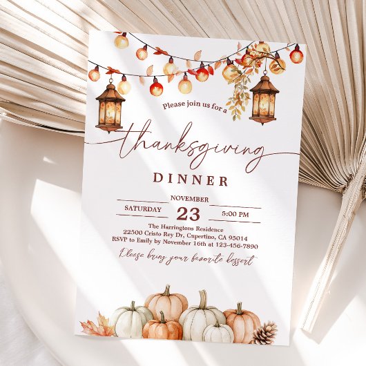 Invitation du Citrouille Rustic Thanksgiving Dîner
