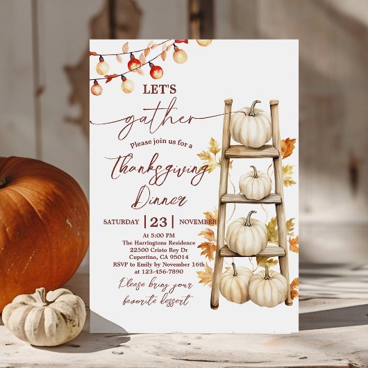 Invitation du Citrouille Rustic Thanksgiving Dîner