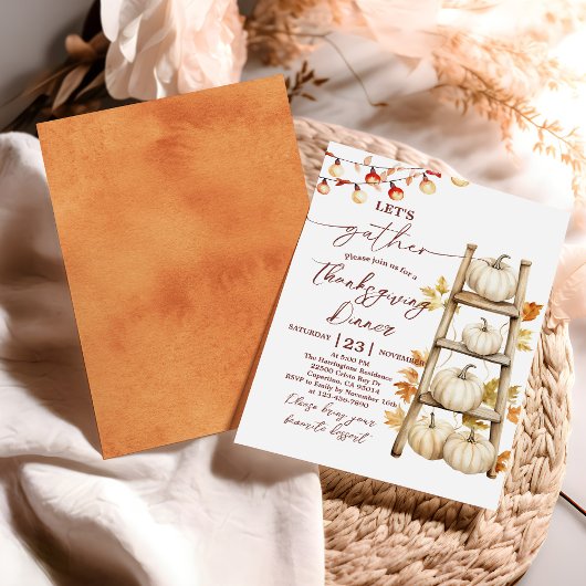 Invitation du Citrouille Rustic Thanksgiving Dîner
