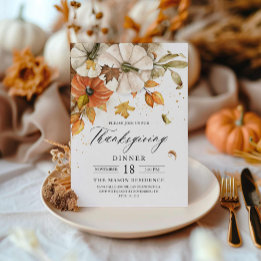 Invitation du Citrouille Rustic Thanksgiving Dîner