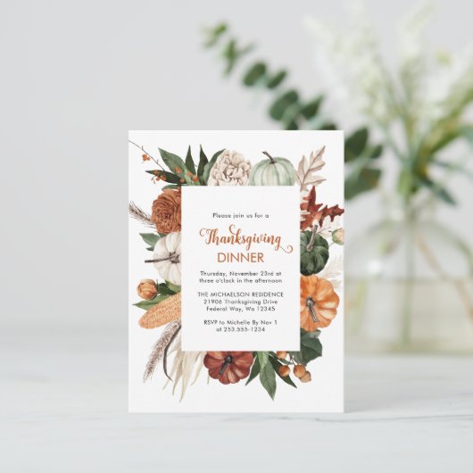 Invitation du Citrouille Rustic Thanksgiving Dîner (Debout devant)