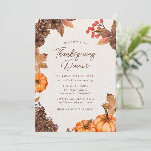 Invitation du citrouille Thanksgiving (Debout devant)