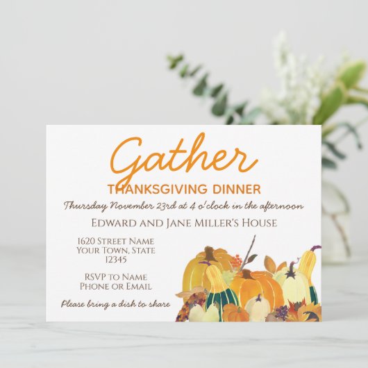 Invitation du citrouille Thanksgiving (Debout devant)