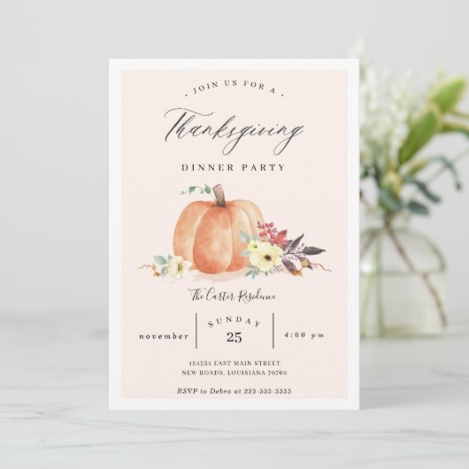 Invitation du citrouille Thanksgiving Diner Party (Debout devant)