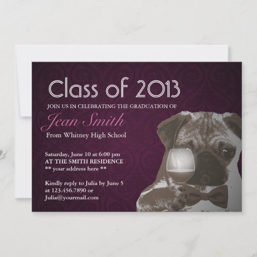 Invitation du Classy Purple Carlin & Wine Graduati (Devant)