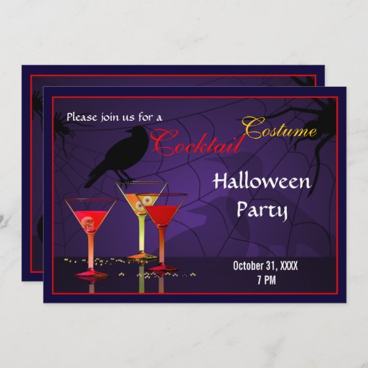 Invitation du Cocktail d'Halloween (Devant / Derrière)