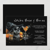 Invitation du Cocktail Halloween | Sorcière crâne (Devant / Derrière)