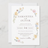 Invitation du code QR du Mariage d'aquarelle flora (Devant)