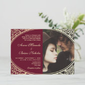 Invitation du code QR Mariage de Bourgogne élégant (Debout devant)