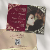 Invitation du code QR Mariage de Bourgogne élégant